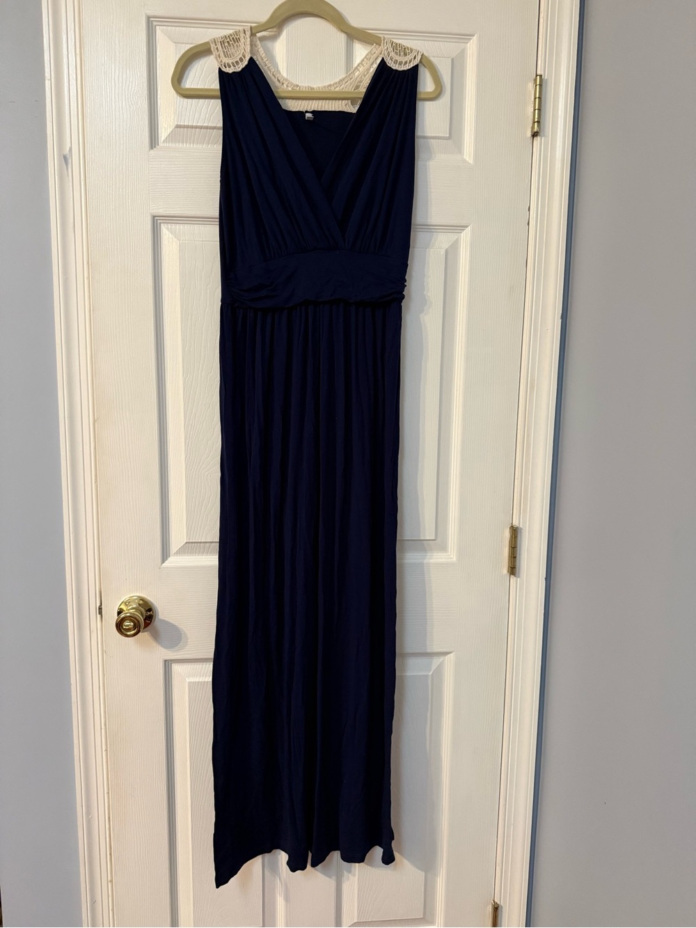 Pinkblush Navy Maxi Dress with Cream Crochet Trim